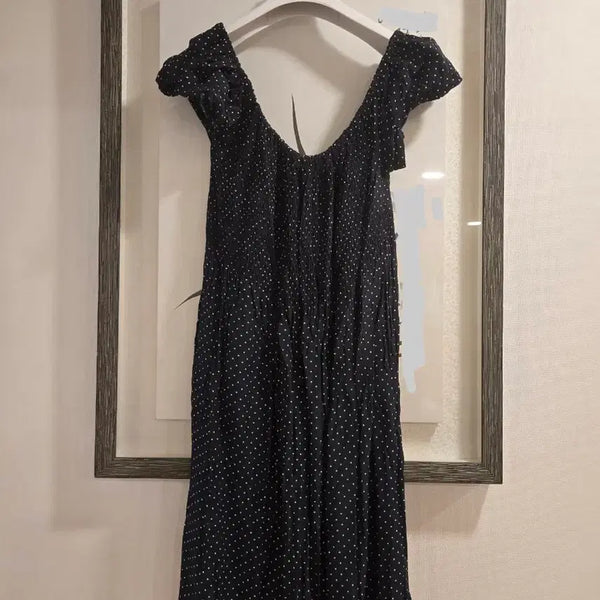 [BUNJANG] Italian Made Off-Shoulder Polka Dot Smocked Mini Dress / [이태리제] 오프숄더 도트 스모크 밴딩 미니 원피스