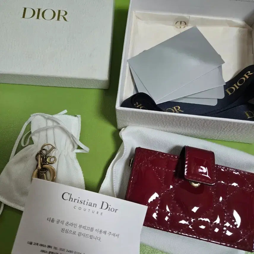 [BUNJANG] Dior Lady Accordion Card Holder Cherry Red Full Set / 디올 레이디 아코디언 카드지갑 체리레드 풀박