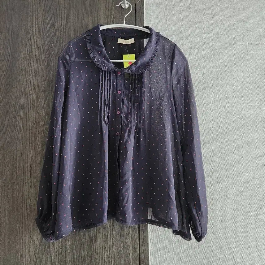 [BUNJANG] ROWRYS FARM x Hello Kitty Collaboration See-Through Blouse (Navy Dot Pattern, Size M) / 새상품)) 일본수입 ROWRYS FARM 시스루 블라우스 M