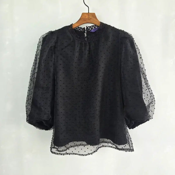[BUNJANG] Anna Sui Polka Dot See-Through Puff Sleeve Blouse / 안나수이 ANNA SUI 도트 시스루 퍼프 블라우스 66