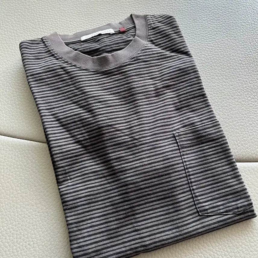[BUNJANG] Politeu Human Index Stripe T-Shirt Charcoal / 폴리테루 휴먼인덱스 스트라이프 티셔츠 차콜 3