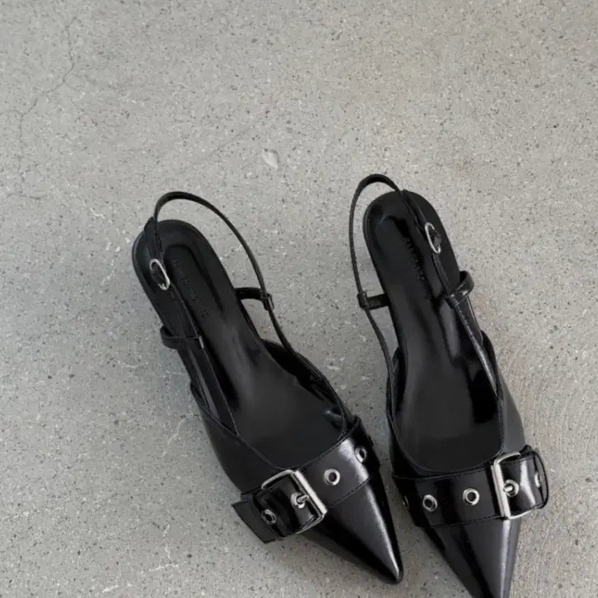 [BUNJANG] Leather Stiletto Heels - Black, Size 260 / 스틸레토힐 가죽 블랙 260