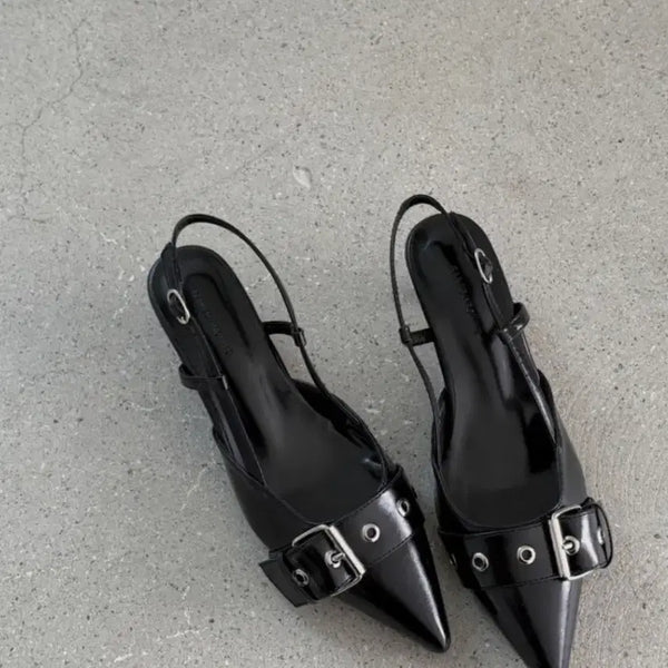[BUNJANG] Leather Stiletto Heels - Black, Size 260 / 스틸레토힐 가죽 블랙 260