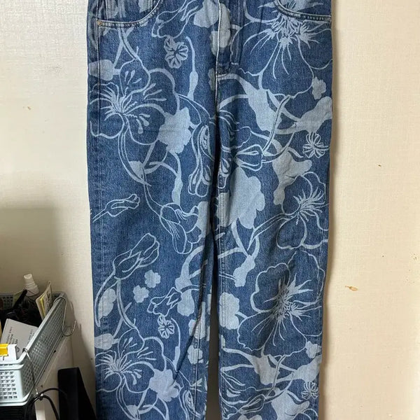 [BUNJANG] Shutter Floral Denim Pants (M) / 셔터 플로럴 데님 팬츠 M