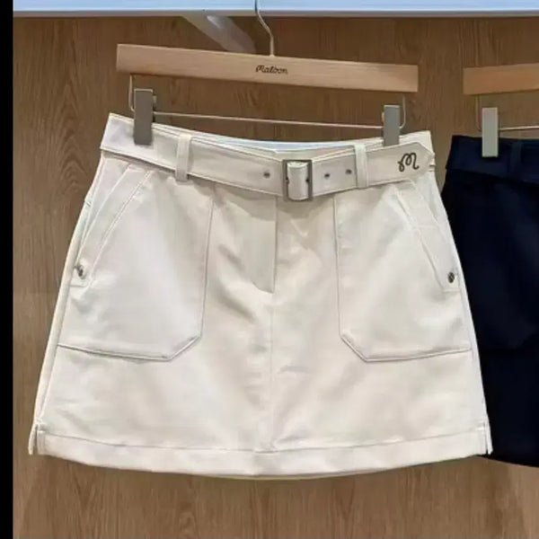 [BUNJANG] Malbon Women's Golf Belt Skirt Ivory L Size / 말본 여성 골프 벨트 스커트 아이보리 L사이스