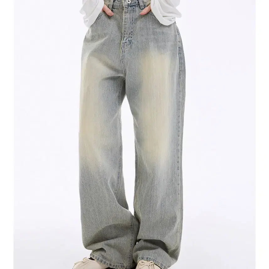 [BUNJANG] Neppy Wide Light Wash Denim Pants / nevy 와이드 데님 연청 m