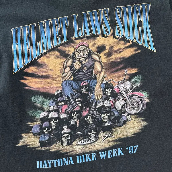 [BUNJANG] Vintage 90s Single Stitch T-Shirt L / 90s 헬멧 착용 의무화는 정말 최악이야 빈티지 싱글스티치 티셔츠 L