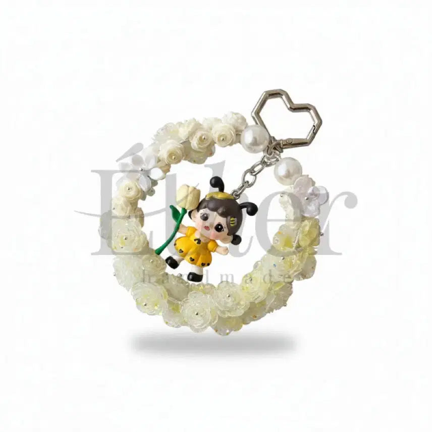 [BUNJANG] Flower Charm Keychain Yellow / 인형 피규어 키링 꽃 장식 옐로우