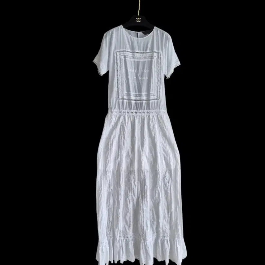 [BUNJANG] JAINSON Cotton Lace Long Dress / 텍달린 제인송 순백컬러 아사면 레이스 롱원피스 55  66 낼까지 이가격