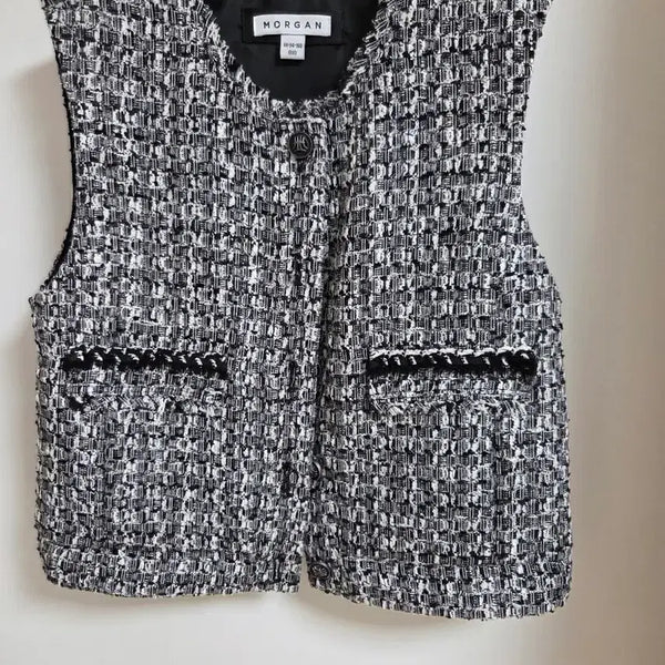 [BUNJANG] Morgan Tweed Vest Black/White / 모건 트위드 조끼 블랙/화이트
