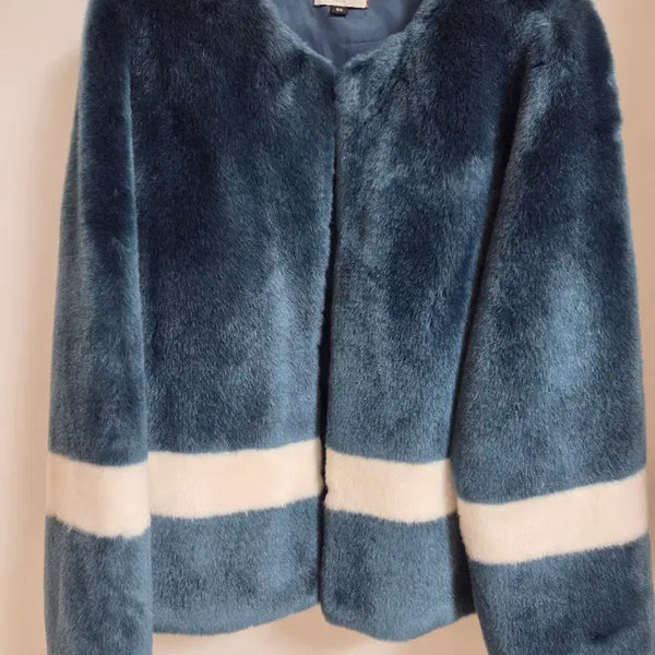 [BUNJANG] MOLIORI Faux Fur Jacket Blue/White / 몰리올리 페이크퍼 자켓 블루/화이트