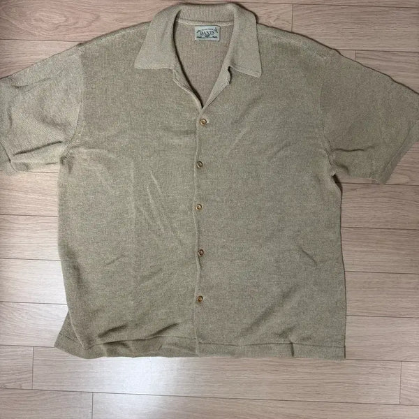 [BUNJANG] Bantz Knitted Open Collar Short Sleeve Shirt Oat / (L) 반츠 니티드 오픈카라셔츠 오트