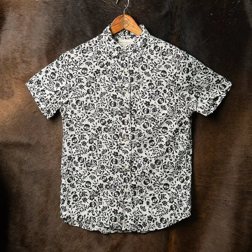 [BUNJANG] Denim & Supply Ralph Lauren Skull & Flower Pattern Short Sleeve Shirt / [95] 데님앤서플라이 랄프로렌 스컬+플라워 패턴 반팔 셔츠