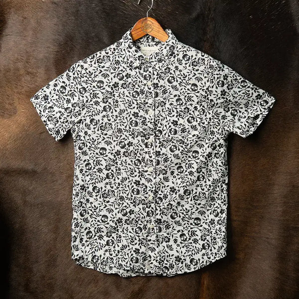[BUNJANG] Denim & Supply Ralph Lauren Skull & Flower Pattern Short Sleeve Shirt / [95] 데님앤서플라이 랄프로렌 스컬+플라워 패턴 반팔 셔츠