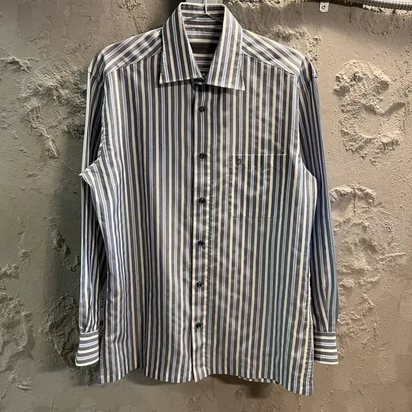 [BUNJANG] Givenchy Striped Logo Pocket Shirt Blue / 95 지방시 GIVENCHY 스트라이프 로고 포켓 셔츠 블루