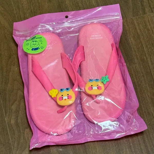 [BUNJANG] Chunsik Character Pink Beach Slippers / 춘식이비치슬리퍼