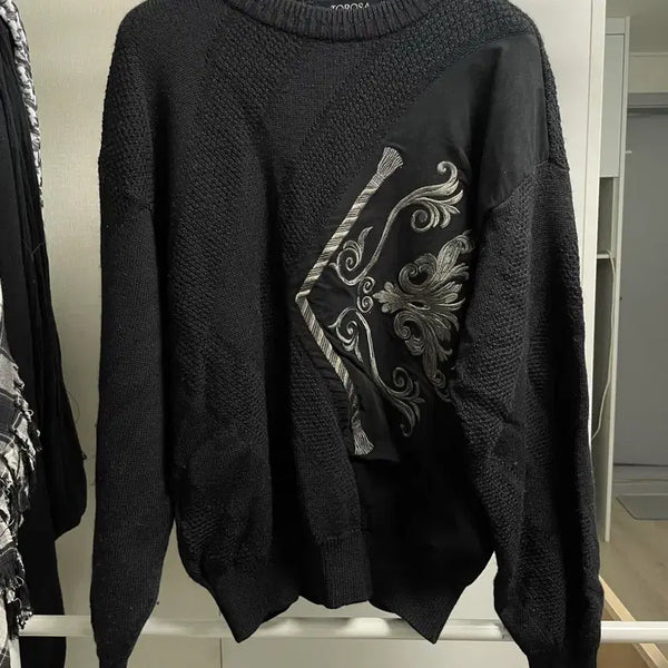 [BUNJANG] Vintage Pattern Knit Black / 빈티지 패턴 니트 블랙