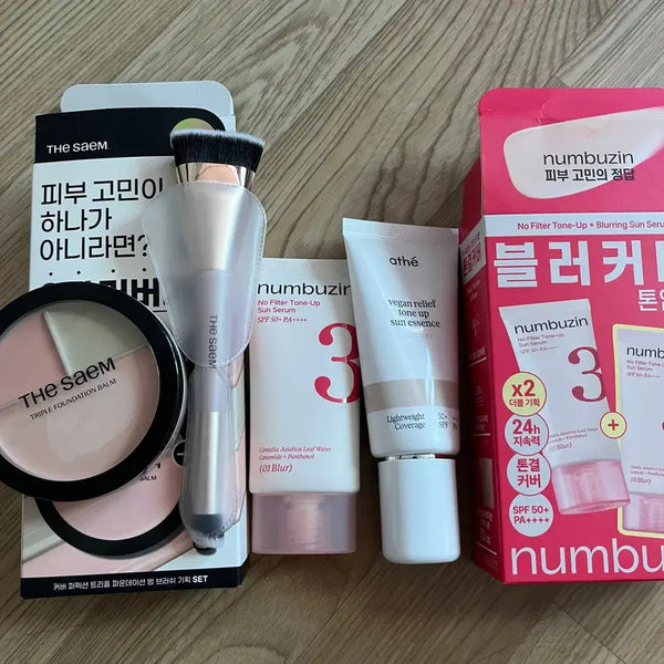 [BUNJANG] numbuzin Tone-up Sun Cream + ATTE Vegan Tone-up Sun Essence + Holika Single Shadow / 새상품)넘버즈인 아떼 톤업 선크림 더샘 홀리카