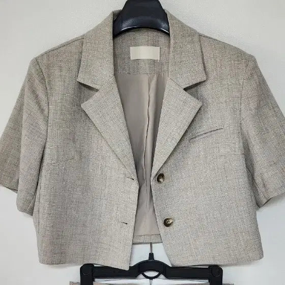 [BUNJANG] MARFA Cropped Short-Sleeve Jacket Beige Linen-Blend / MARFA 크롭 반팔 자켓 (보관 새상품)
