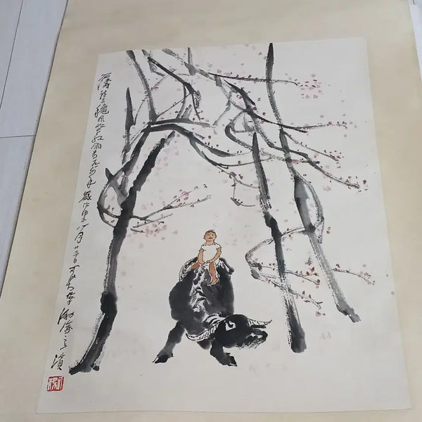 [BUNJANG] Chinese Painting "I-Gayeom Mok-U-Do" Scroll / 중국그림이가염목우도 족자