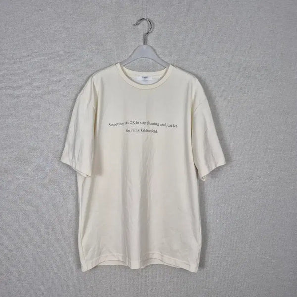 [BUNJANG] TOP TEN Plus Size Cotton Blend Beige Lettering Short Sleeve T-Shirt (Size 100) / (#100)빅사이즈 면혼방 베이지 레터링 반팔티
