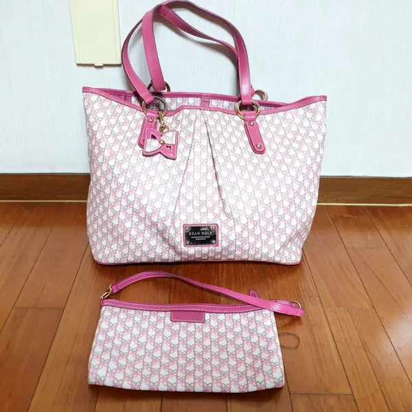[BUNJANG] Beanpole Leather Shoulder Shopper Bag Pink / 빈폴 여성 가방 숄더백 쇼퍼백 숄더가방 가죽 핑크 핑크색 여자 가방