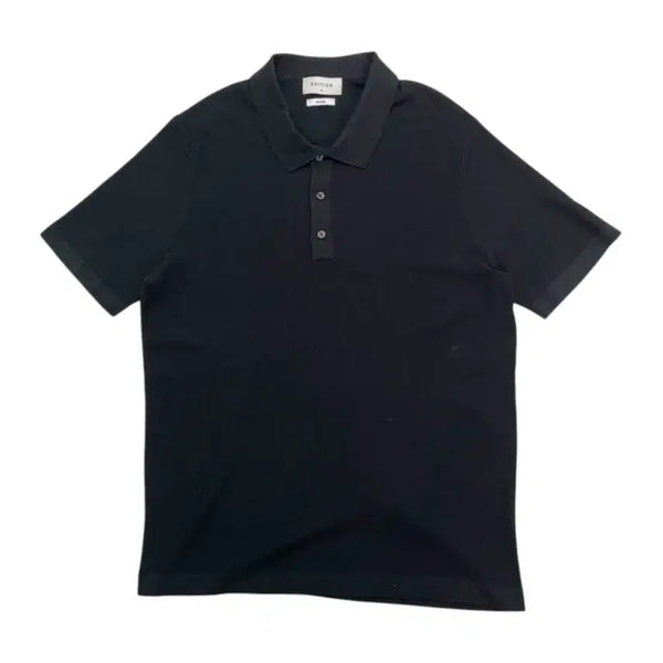 [BUNJANG] EDITION Black Linen Blend Collar Short Sleeve Knit Size 110 / 에디션 EDITION 블랙 린넨 혼방 카라 반팔 니트 110
