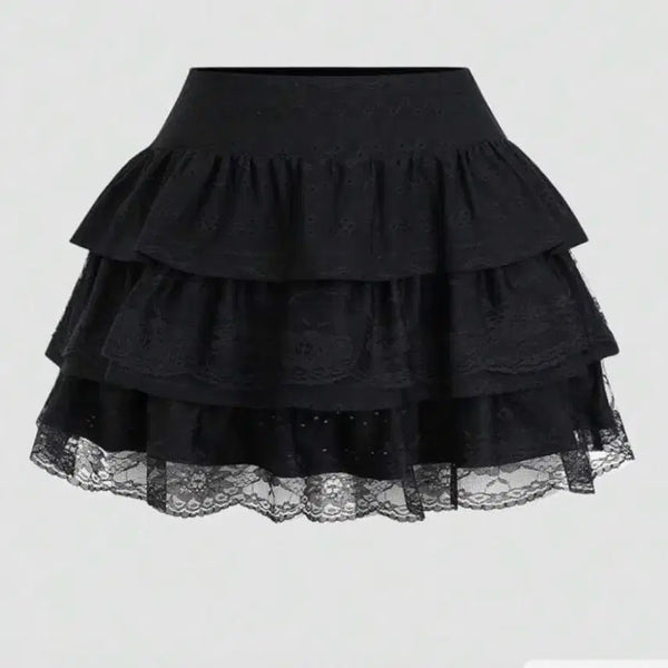 [BUNJANG] Shein Tiered Skirt Black / 쉬인 캉캉치마 블랙 시즈니룩 무채색룩