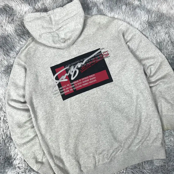 [BUNJANG] 00s Old School Big Logo Hoodie Zip-up (Gray) / 00s 후부 올드스쿨 빅로고 그레이 후드집업 5388