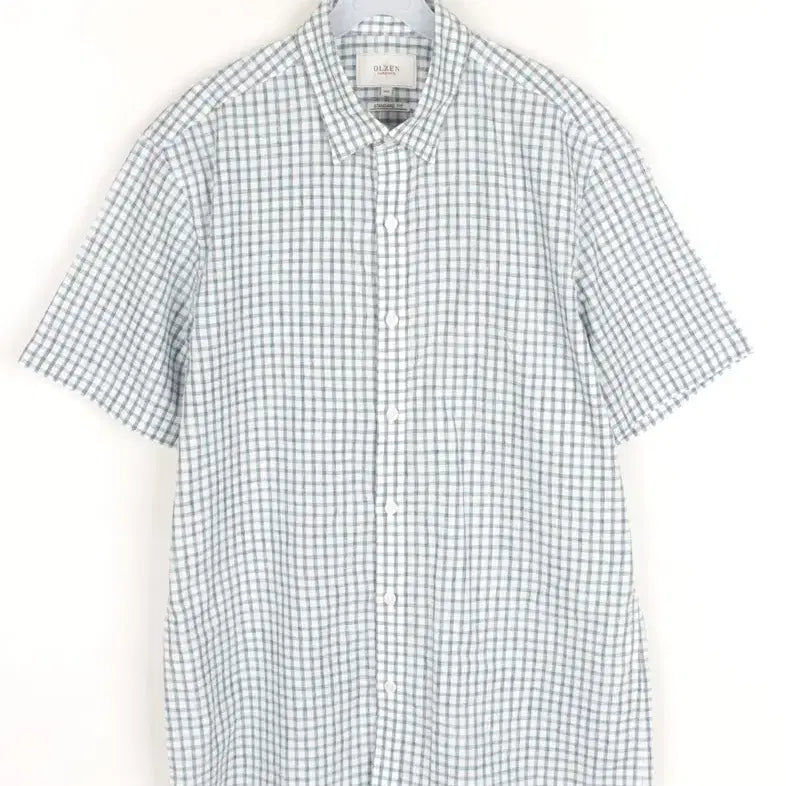 [BUNJANG] Ollez Check Pattern Short Sleeve Shirt Men's L / 올젠 반팔 남방 남성L 체크 셔츠 NB7141