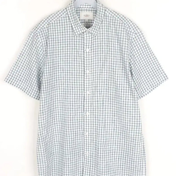 [BUNJANG] Ollez Check Pattern Short Sleeve Shirt Men's L / 올젠 반팔 남방 남성L 체크 셔츠 NB7141