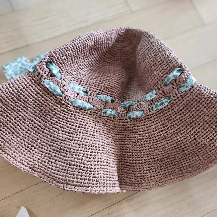 [BUNJANG] Raffia Bucket Hat Brown Pattern / 라피아햇 벙거지 모자 브라운/패턴입니다