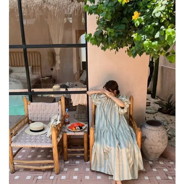 [BUNJANG] WIGOMO Daisy Bali Striped Long Dress / 위꼬모 데이지 발리 s 휴양지 여행룩 휴가룩