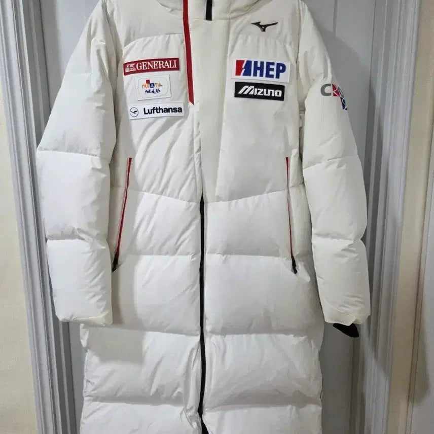 [BUNJANG] Mizuno CRO SKI Long Padded Down Jacket White 2XL / 미즈노 CRO SKI 롱패딩 2XL 화이트 크로스키패딩