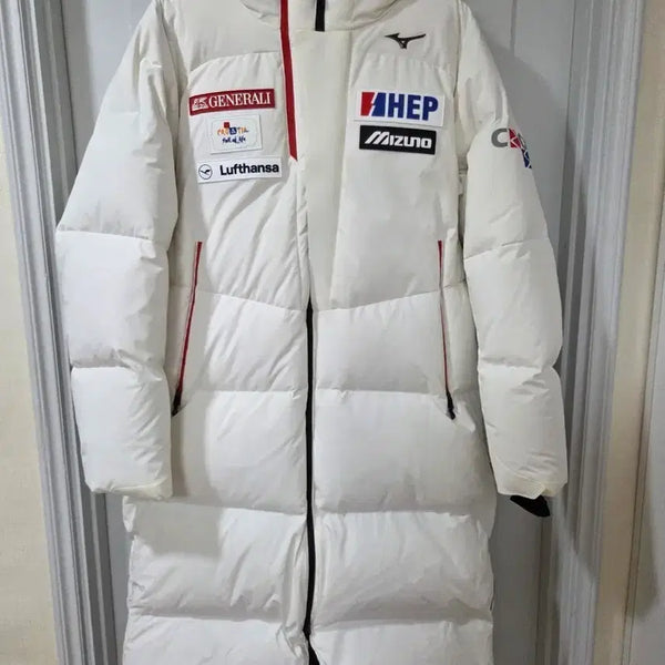 [BUNJANG] Mizuno CRO SKI Long Padded Down Jacket White 2XL / 미즈노 CRO SKI 롱패딩 2XL 화이트 크로스키패딩