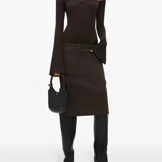[BUNJANG] Courreges Low Waist Midi Skirt Dark Brown / 꾸레쥬 로우웨이스트 미디스커트 38사이즈 새상품