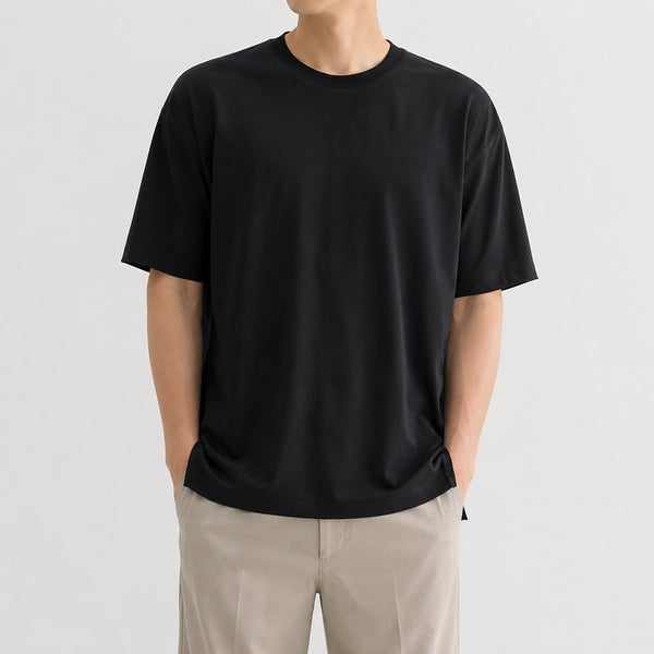 [BUNJANG] ZIOZIA Black Round Neck Short Sleeve T-Shirt / [110]지오송지오 블랙 라운드 반팔 티셔츠