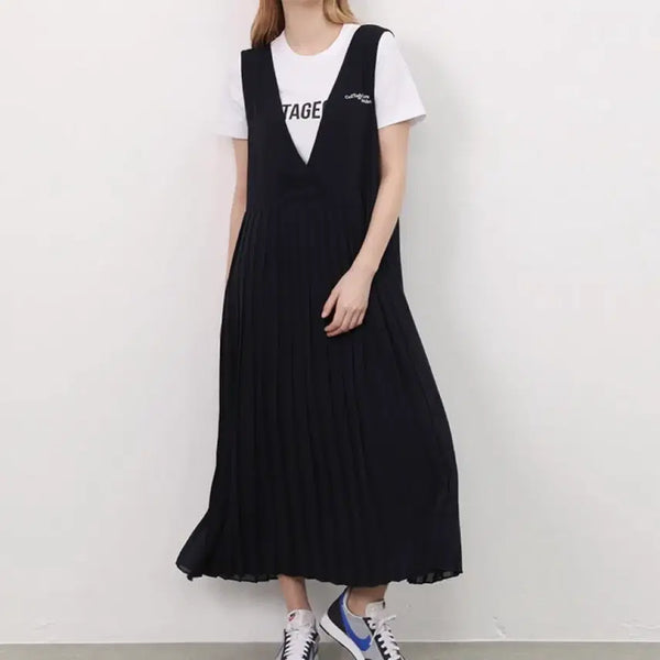 [BUNJANG] Jucy Judy Lettering V-Neck Bustier Dress Navy / JUCY JUDY 쥬시쥬디 레터링 브이넥 뷔스티에 원피스 네이비(미착용)