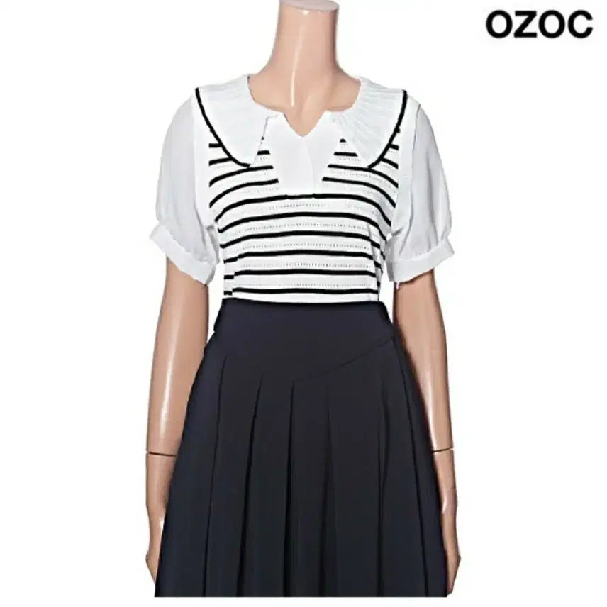 [BUNJANG] OJOZ Caran Knit See-through Sleeve Blouse / [F]오조크 카라니트 시스루소매 블라우스