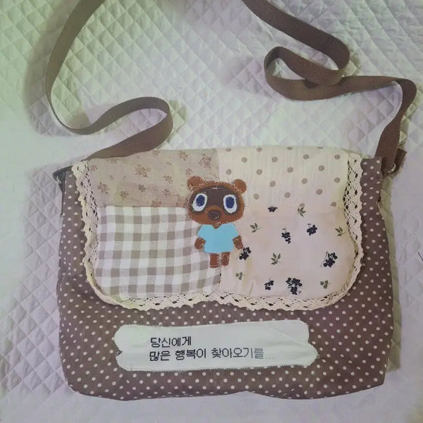 [BUNJANG] Handmade Nook Patchwork Crossbody Bag / 핸드메이드 너굴 패치워크 크로스백 모리걸 가방 동물의숲