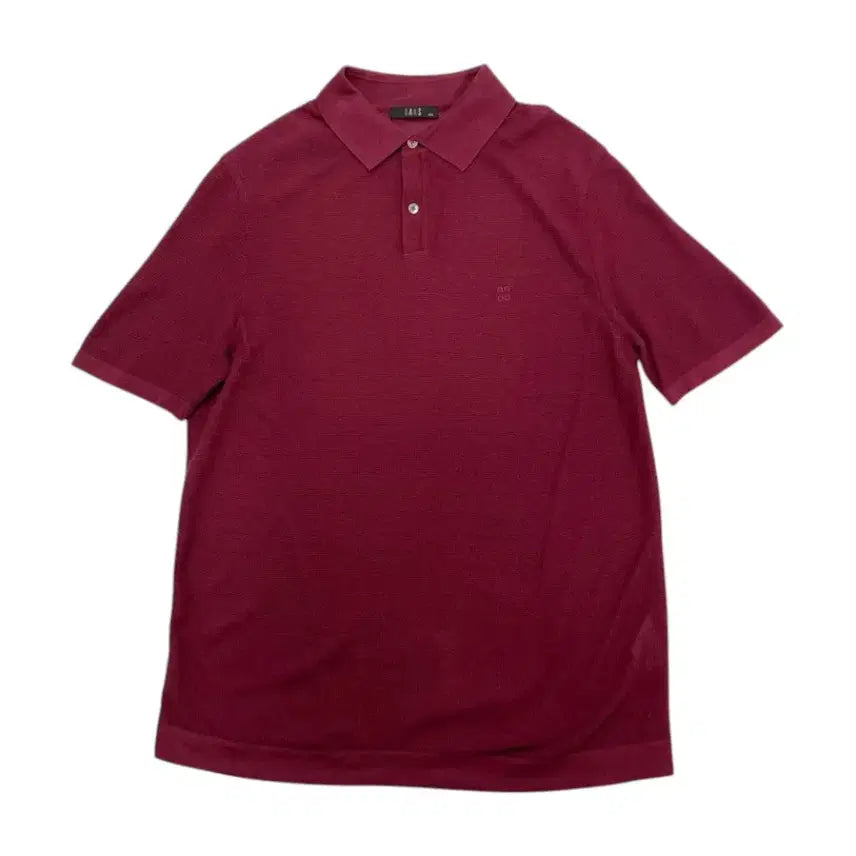 [BUNJANG] DAKS Burgundy Logo Embroidered Collar Short-Sleeve Knit Top / 닥스 DAKS 버건디 로고자수 카라 반팔 니트 105