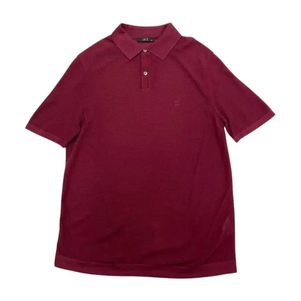 [BUNJANG] DAKS Burgundy Logo Embroidered Collar Short-Sleeve Knit Top / 닥스 DAKS 버건디 로고자수 카라 반팔 니트 105