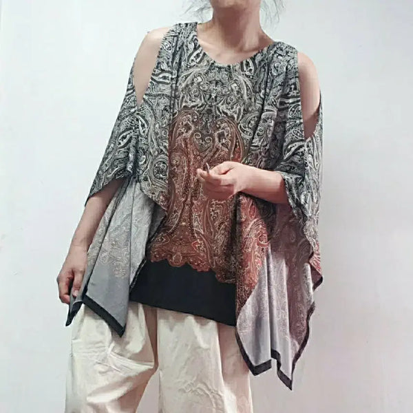 [BUNJANG] Off-the-Shoulder Paisley Blouse - Relaxed Fit / 새상품) 오프숄더 페이즐리 블라우스 / 가오리 챠르르느낌. 66~88
