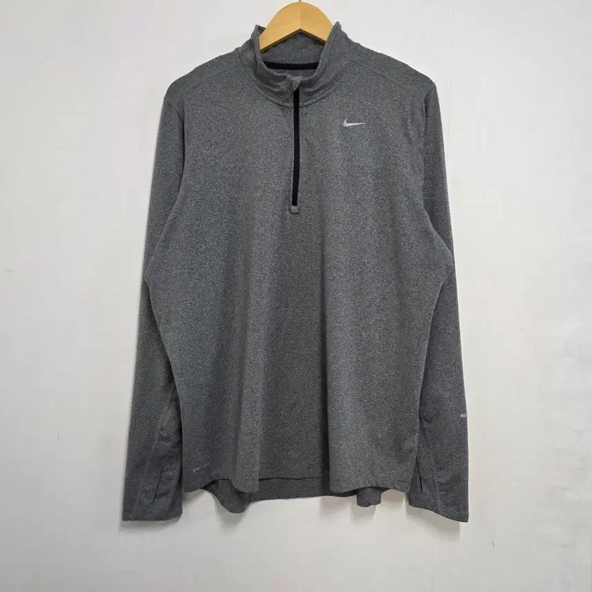 [BUNJANG] Nike Dri-FIT Long Sleeve Half-Zip Running T-Shirt - Grey (XXL) / XXL 나이키 드라이핏 러닝 반집업 긴팔티셔츠 그레이
