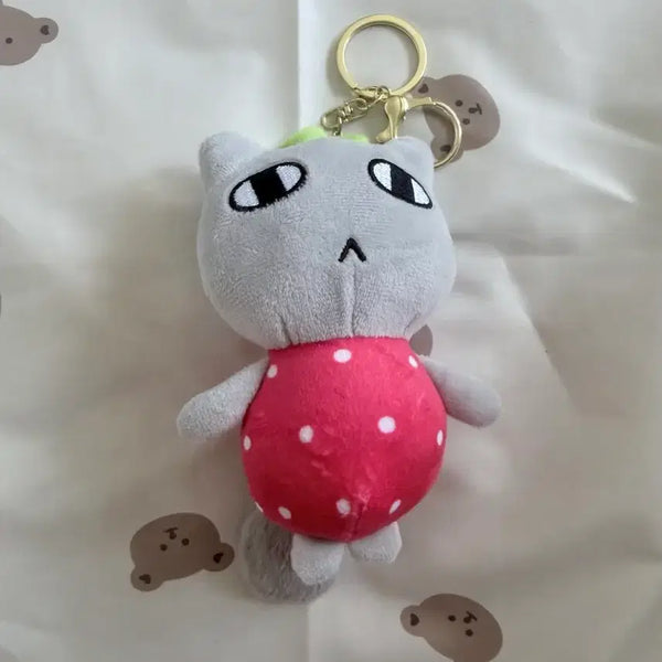 [BUNJANG] Strawberry Gonnyani Plush Keychain / 딸기 고냐니 인형 키링