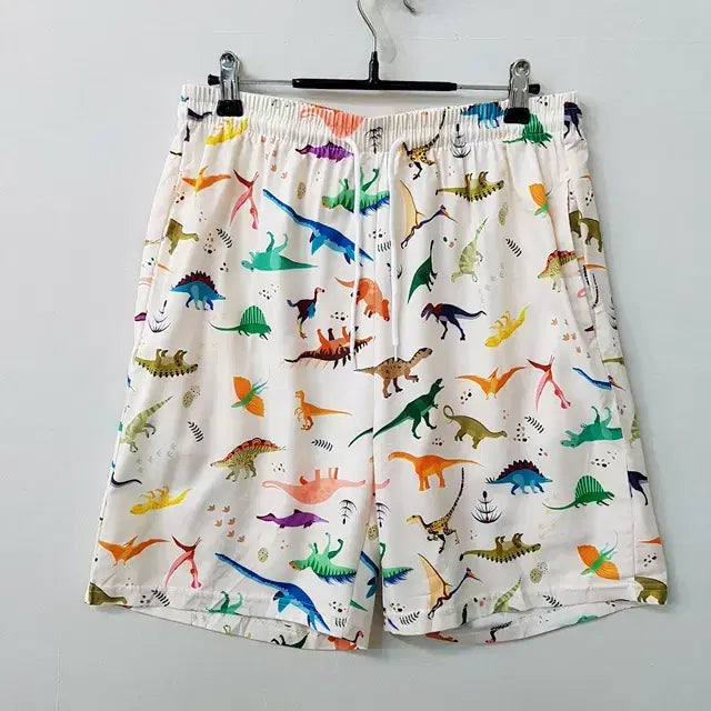 [BUNJANG] Printed Elastic Waist Beach Shorts / 프린트 밴딩 비치 반바지