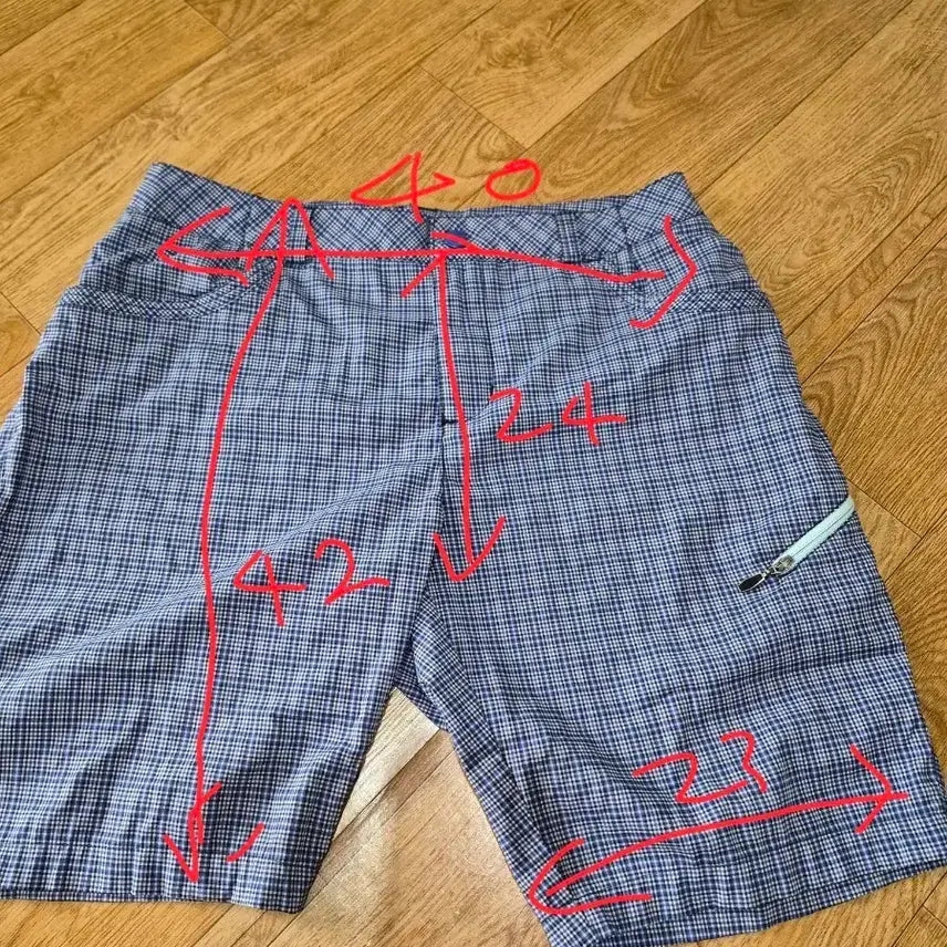 [BUNJANG] Columbia Blue Check Outdoor Shorts (30-inch) / 컬럼비아 블루 체크 아웃도어 반바지30인치