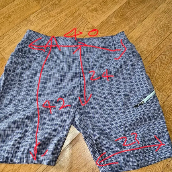 [BUNJANG] Columbia Blue Check Outdoor Shorts (30-inch) / 컬럼비아 블루 체크 아웃도어 반바지30인치