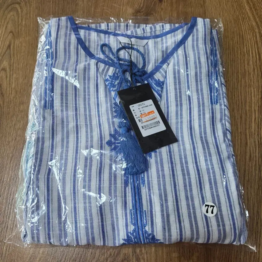 [BUNJANG] ab.f.z Striped Embroidered Short Sleeve T-Shirt / (새상품)ab.f.z 반팔티