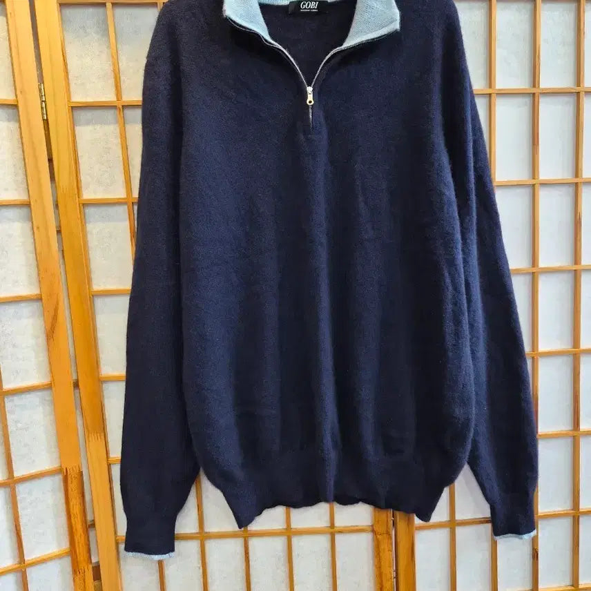 [BUNJANG] Gobi Cashmere 100% Knit Navy Blue Collar Sweater / GOBI 케시미어백프로 니트 2023년